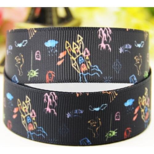 22mm 25mm 38mm 75mm Graffiti cartoon printed Grosgrain Ribbon party decoration 10 Yards X-04482