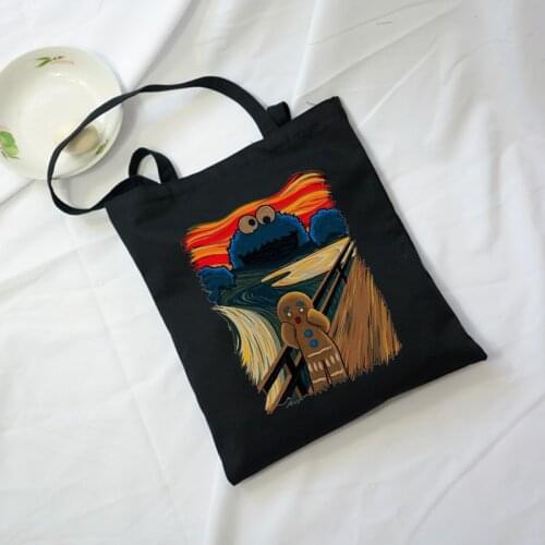 Cartoon spoof print fashion bags casual Harajuku Ulzzang canvas large capacity punk female fun cute shoulder bag