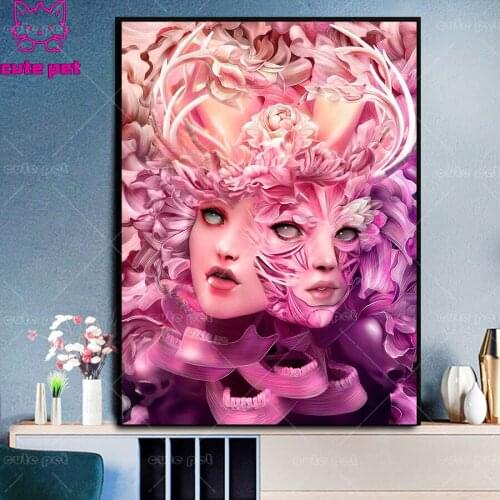 Full Square /Round Drill Twin girls mosaic puzzle 5D Diy Diamond Painting Embroidery Cross Stitch Rhinestone Home Decor puzzle