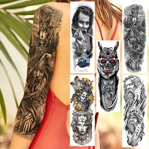 Clash Of Titans Full Arm Temporary Tattoo For Men Women Gods Battle Warrior Body Art Tattoo Sticker Waterproof Fake Tatoo Knight
