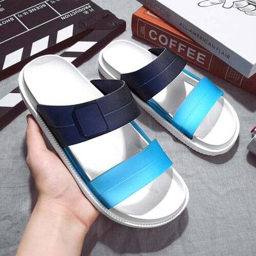Mens Slippers EVA Non-Slip Outdoor Beach Flip Flops 2021 Summer Breathable Casual Shoes Fashion Slippers Black Sandals XL 40-46