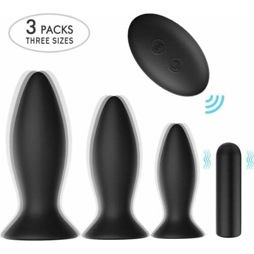 Set Anal Plug Training Vibrators Remote Control 9 Vibration Modes Sex Toys With Suction Cup Base For Male, Female And Beginner