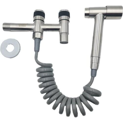 1 Bidet Faucet Set Douche Toilet Kit Bidet Sprayer 304 Stainless Steel Room Balcony Wall Mounted Single Hole