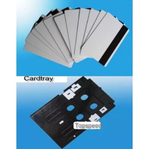 New Double Side Inkjet Printing Blank White PVC ID cards with Magnetic Strip 230pcs + card tray 2pcs
