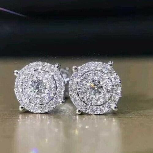 Huitan New Trendy Women Ear Piercing Stud Earrings Luxury Inlaid Cubic Zirconia Stylish Versatile Female Silver Color Jewelry