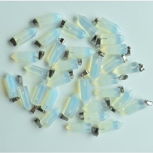 Wholesale 50pcs/lot 2020 fashion good quality opal stone hexagonal pillar charms pendants fit necklace making free shipping