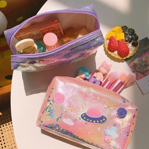 Large-capacity Pencil Case Planet Quicksand Cosmetic Bag Portable Travel Supply