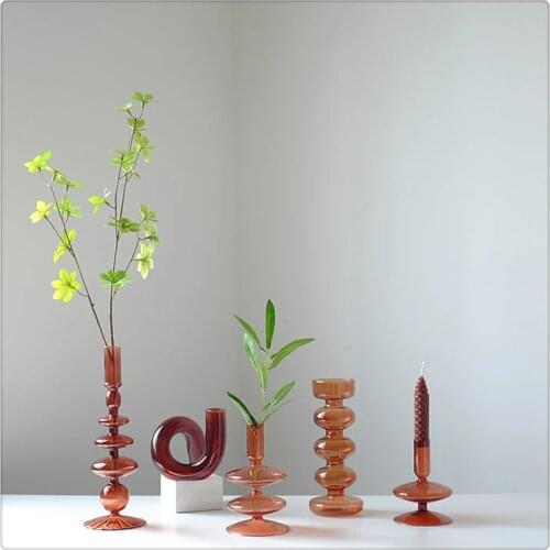 Candle Holder Home Decor Vase Glass Candle Holder Stand European Room Decoration Accessories Wedding Decoration Candlestick