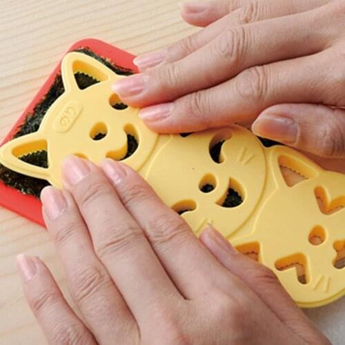 1 Set Portable Kitchen Gadgets Sushi Nori Rice Mold Cooking Tools Cute Smile Cat Cutter Japanese Style Bento Maker