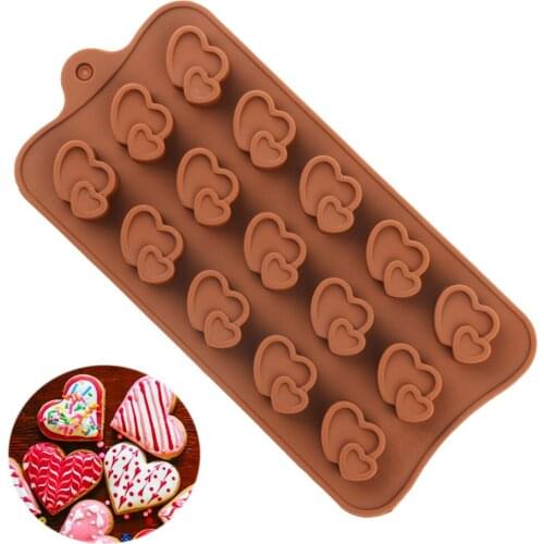 Silicone Chocolate Mold Food Grade Silicone Molds 3D Double Heart Baking Molds For Valentines Day Chocolate Candy Resin DIY