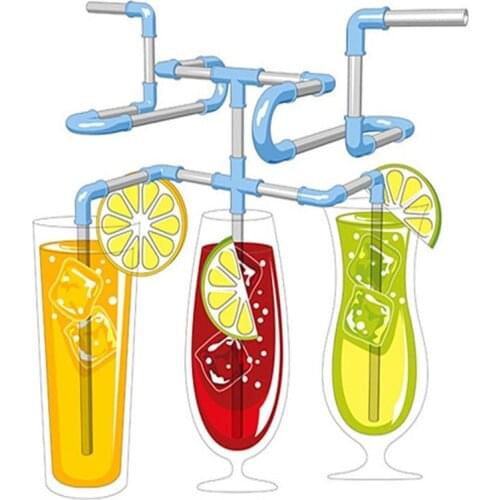 Crazy Flexible Drinking Straws Funny Diy straw for Kids Birthday Party Wedding Christmas Party Decoration Supplies 21pcs/set