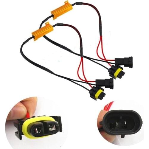 2 PCS H8 H11 LED DRL Fog Light 50W Load Resistor Error Free Decoder Cancel LED Fog Lamps Resistance Line LED Gold Fixed Resistor