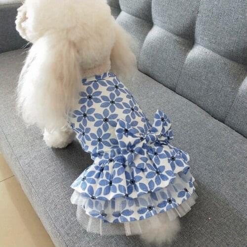 Spring Summer Dogs Thin Skirt Pet Clothes Cute Bow Tutu Teddy Pomeranian Small And Medium-Sized Dogs