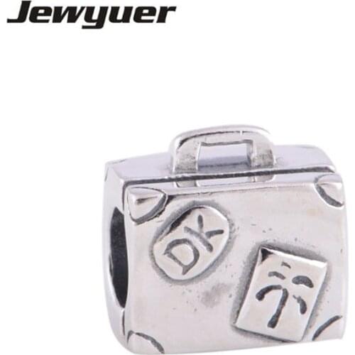 Memnon Vintage Suitcase Charms Beads For Jewelry Making Authenitc 925-Sterling-Silver Travel To Paris Bead For Bracelets DIY