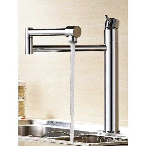 Full copper kitchen hot and cold faucet extended extension retractable folding sink faucet rotation free shipping