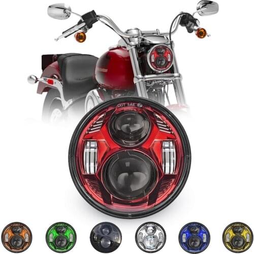Brightest DOT Approved DRL 5-3/4" 5.75" Round LED Projection Headlight for Harley Dyna Sportster Softail Motorcycles