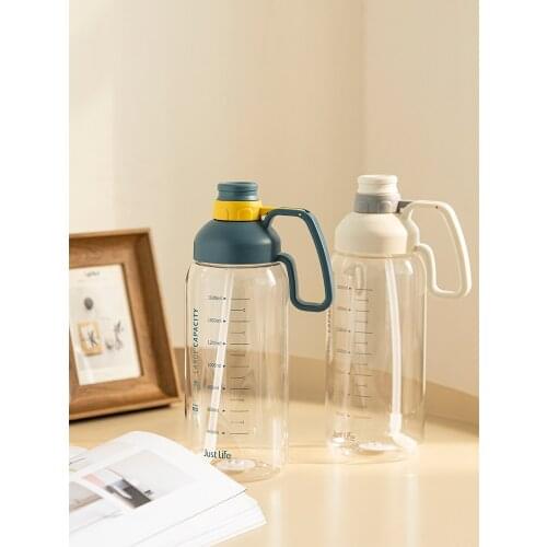 1.8L Large Capacity Water Bottle Tritan Material Portable Water Cup with Straw and Handle Sport Hiking Basketball Exercise Use
