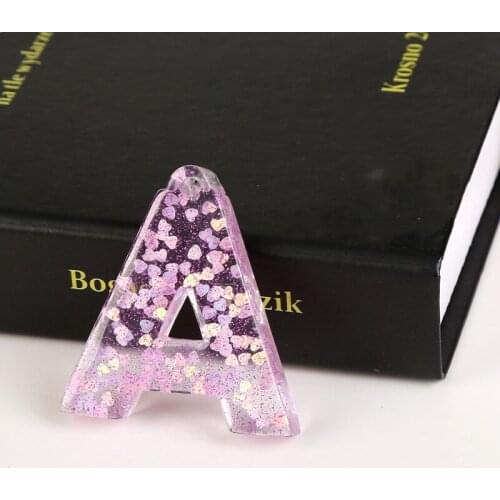 1pc English Alphabet Glitter Letter Flatback Resin Cabochons for Keychain Pendant Diy Accessories Women Handbag Deoration