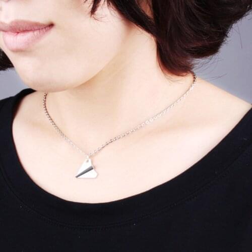 1 Piece Silver Plated Women Man Fan Top Cute Paper Styles Pendant Necklace Jewelry Airplane Necklaces For Women