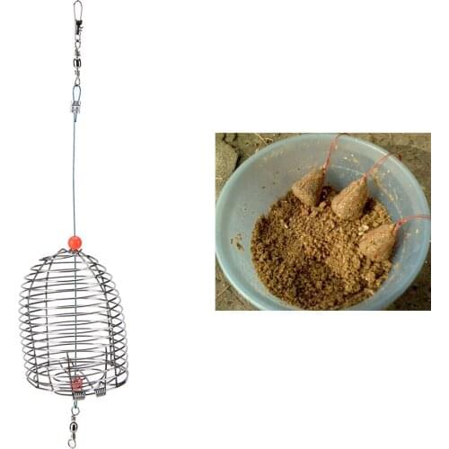 1PCS Fishing Trap Cage Basket Bait Cage Feeder Holder Wire Stainless Steel Fishing Lure Cage Fish Bait Fishing Accessories