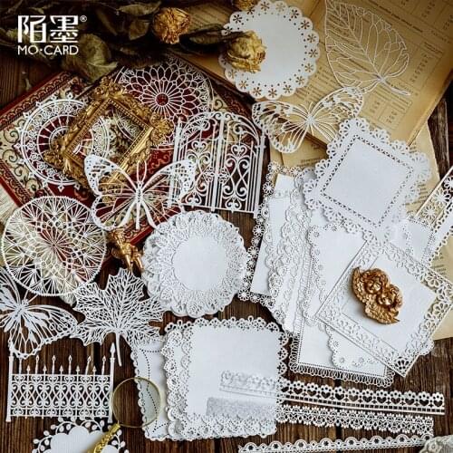 10pcs/pack Aesthetic Hollow Lace Stickers DIY Album Decoration Sticker