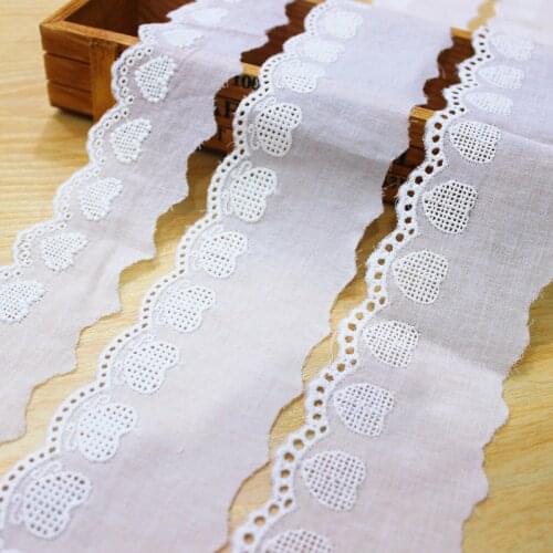 10Yard/Lot White Pink Love Vintage Pure Cotton Cloth Lace Trim Width 6CM Womens Clothes Dress Diy Sewing Fabric Accessories