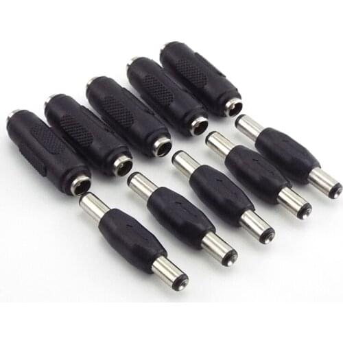 5.5*2.1mm / 5.5x2.1 mm DC double male to male Power Socket Connector CCTV female to female Panel Mounting Jack Adaptor