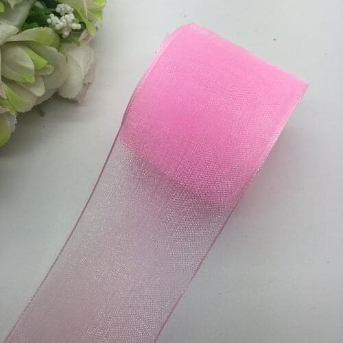 5 Yards/Lot 1-1/2" (38mm) Pink Organza Ribbon Bow Hair Wedding Decoration Lace Crafts