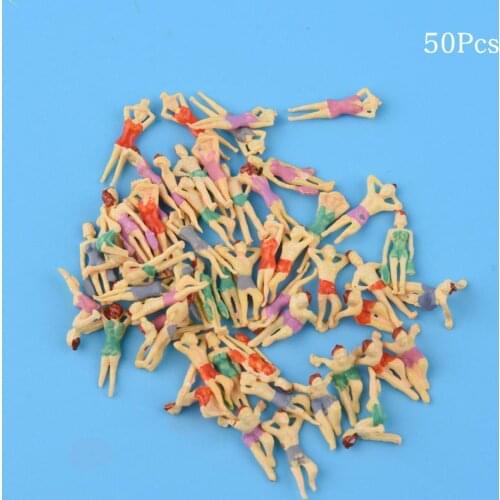 50pcs Different Poses Painted swimming people Figures Scale HO Scale 1:100 for Model Train layout Beach people
