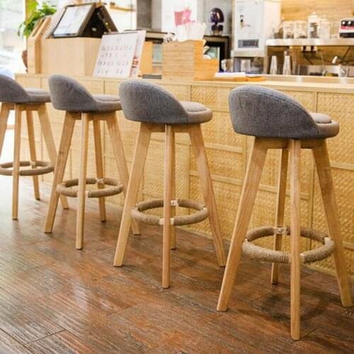 Solid wood bar chair bar chair retro American bar chair modern simple high stool front desk rotating creative bar stool