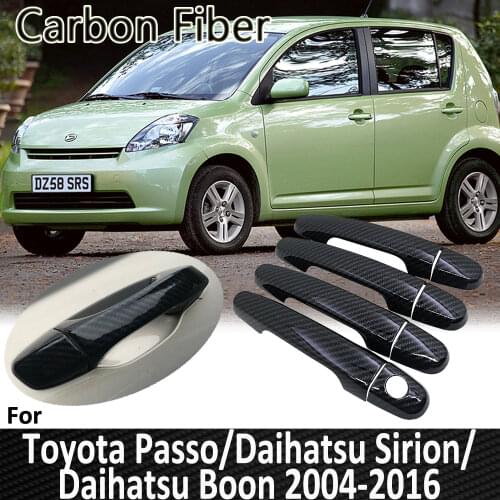 Black Carbon Fiber for Toyota Passo Daihatsu Sirion Boon M300 M600 2004~2016 2012 2013 2015 Door Handle Cover Car Accessories