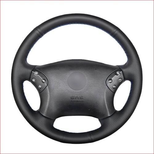 Black PU Artificial Leather Car Steering Wheel Cover for Mercedes Benz W203 C-Class 2001 2002 2003 2004 2005 2006 2007