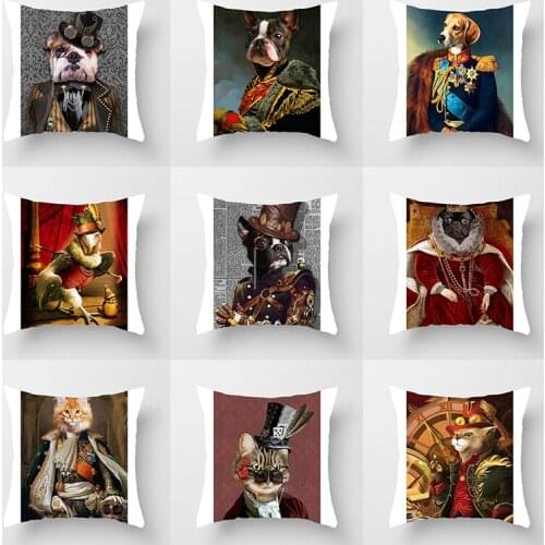 European Animal Cushion Cover Kids Gift 45x45cm Linen Dog Lion cat owl Pillows Covers Throw Pillow Cases Custom Pillowcase cojin