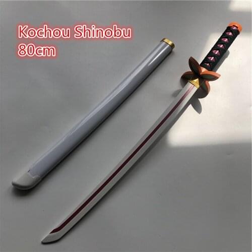 Kimetsu no Yaiba Sword Weapon Demon Slayer Kochou Kanae Cosplay Sword 1:1 Anime Ninja Knife wood toy 80cm