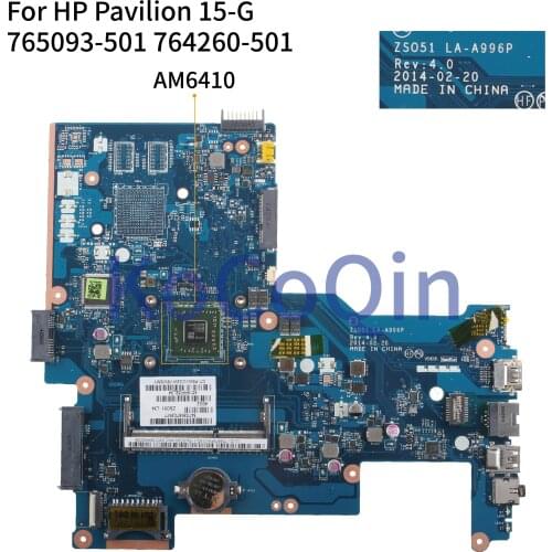 KoCoQin Laptop motherboard For HP Pavilion 15-G 255 G3 Core A8-6410 Mainboard ZSO51 LA-A996P 765093-001 764260-001 764260-601