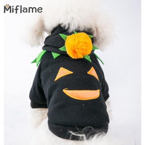 Miflame Pumpkin Grimace Dogs Halloween Costume Festival Small Dogs Hoodies Pomeranian Bichon Winter Puppy Outfits Pets Clothing