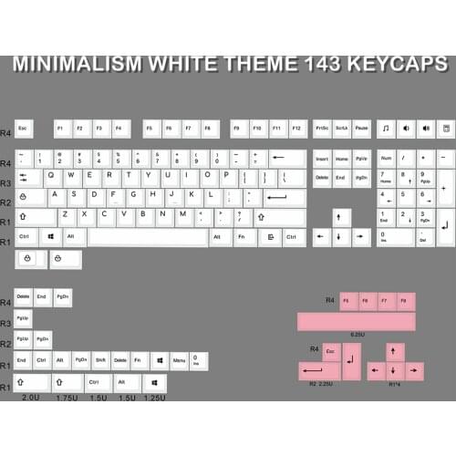 Minimalism White Sample Design Keycaps For Cherry Gateron Kailh TTC Switch Mechanical Keyboard Cherry Profile Pink Blue Key Cap