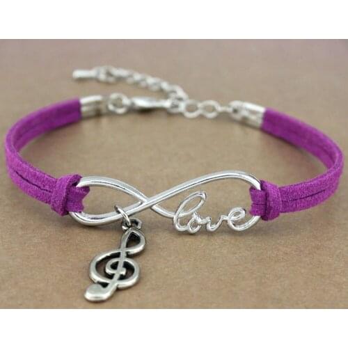 Music Note Musical Photography Camera Key Infinity Love Charm Alloy Bracelets Women Men Unisex Fashion Jewelry Red 20 Colors