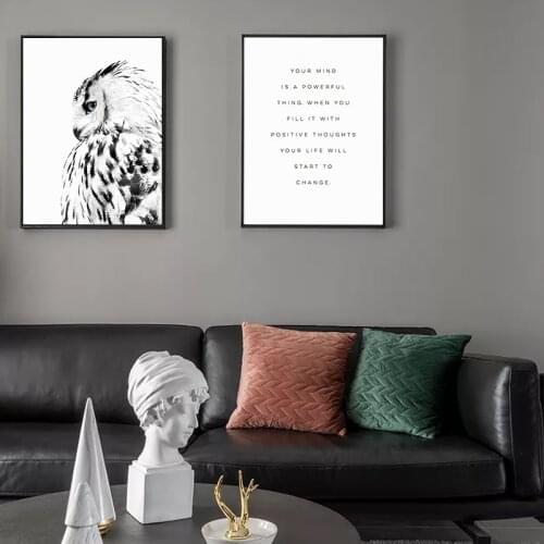 Owl Wall Art Nordic Posters and Prints Feather Canvas Painting Wall Pictures For Living Room Nordic Owl Decoration