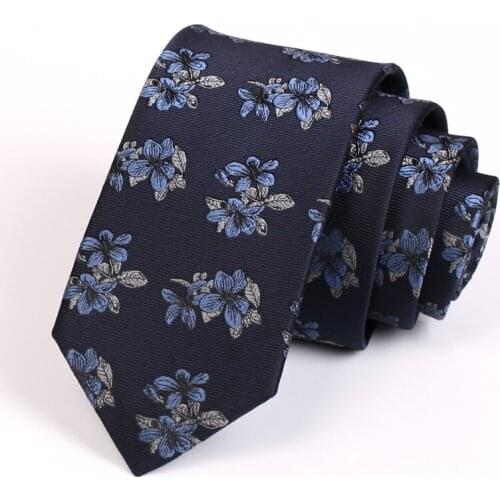 New Design Mens 5.5CM Skinny Blue Tie Fashion Casaul Neck Tie For Men Business Suit Neckties Floral Print Slim Ties Gift Box