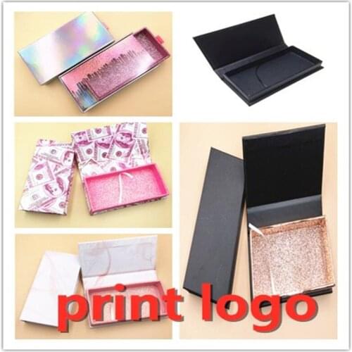 One pair flip and pull false eyelash packaging box lash boxes package custom logo faux cils 25mm mink lashes strip magnetic case