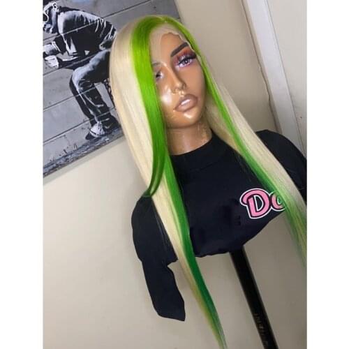 Highlight Green Color 613 Lace Front Wig Straight Wigs For Women HD Lace Front Blonde Human Hair Wig Bleached Knots Nabeauty