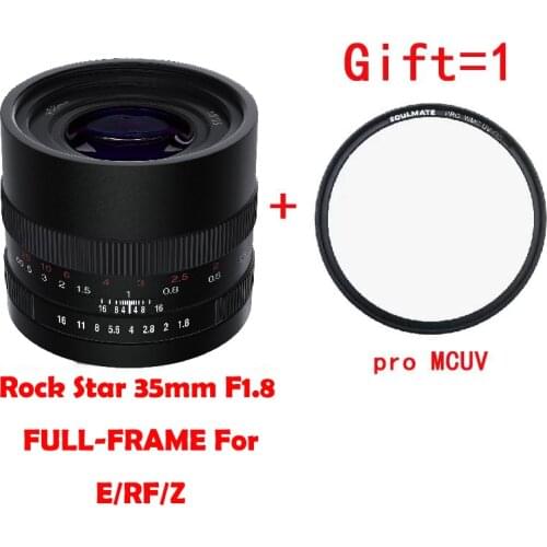 Rock Star 35mm F1.8 FULL-FRAME Great light delinea Wide-angle standard fixed focus lens is suitable Manual Focus lens for E/RF/Z