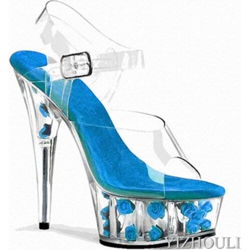15cm high heel sandal 5cm rose waterproof platform pole dancing shoes, model banquet wedding performance, dancing shoes