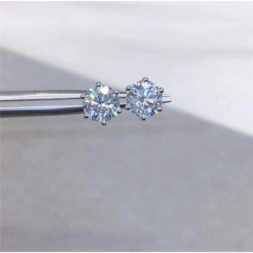 Passed Diamond Test Excellent Moissanite 6 Claws Platinum Stud Earring Gem Earring D Color Clarity VVS Wedding Gift Luxury 1-4ct