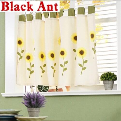 Sunny Sunflower Short Curtain For Living Room Half Sheer Curtain Cafe Kitchen Drape Panel American Country Style DL-JD912#20