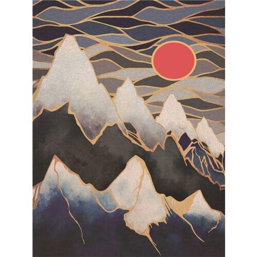 Modern Abstract Landscape Pre-Printed 11CT Cross-Stitch Set DIY Embroidery DMC Threads Handicraft Craft Hobby Knitting Decor