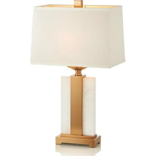 Post-modern Rural Luxurious Designer Marble Iron Fabric Led E27 Table Lamp For Living Room Bedroom Study H 71cm 1414