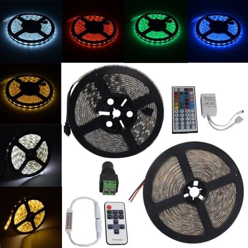 5m 2835 LED strip light RGB tape diode 300leds non waterproof+RGB/Single remote controller