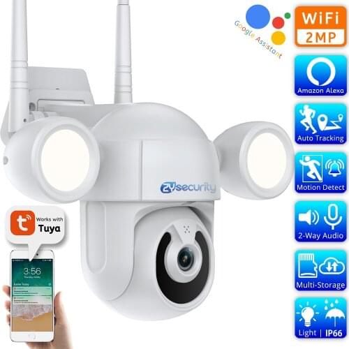TuyaSmart Floodlight Camera Smartlife Humanoid Trigger Auto Tracking WiFi PTZ CCTV Vedio Surveillance IP Camera Works with Alexa
